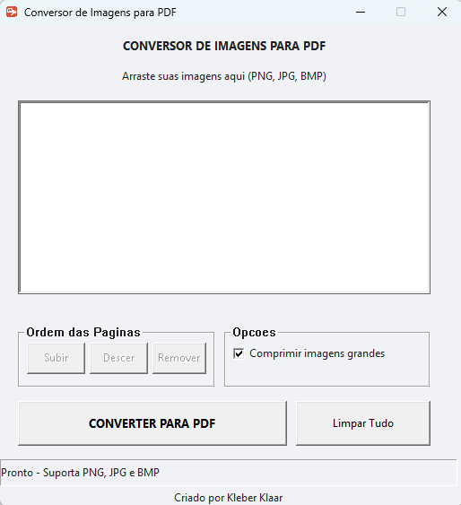 Interface do Conversor PNG to PDF